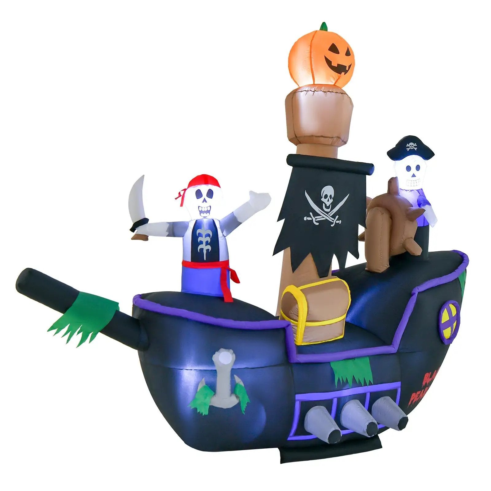 7 Feet Long Halloween Inflatable Pirate Ship with LED Lights Blower by DirectDeals