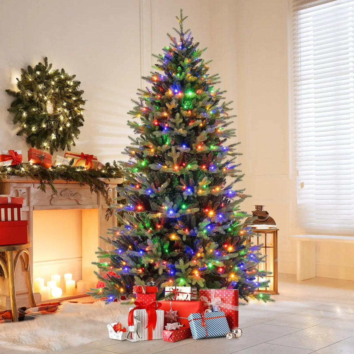 5 Feet Artificial Xmas Tree Hinged with 11 Lighting Modes and Remote Control, photo 5 of 24