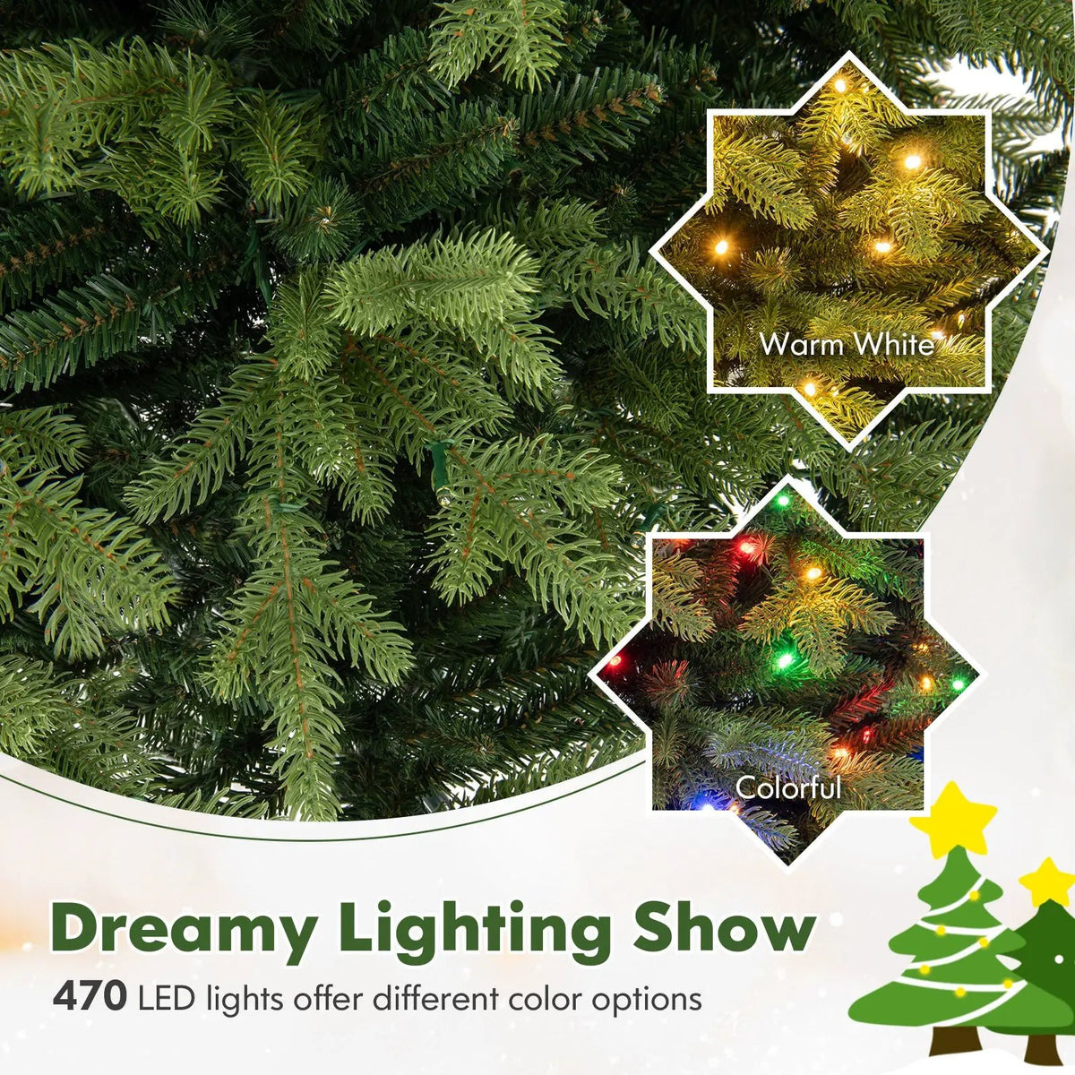 5 Feet Artificial Xmas Tree Hinged with 11 Lighting Modes and Remote Control, photo 21 of 24