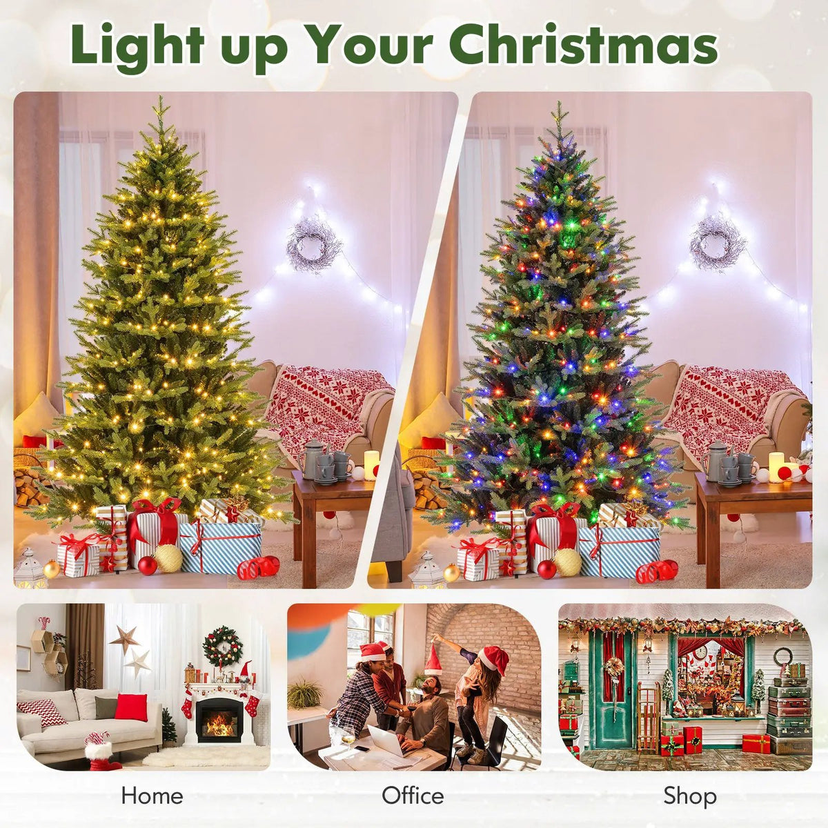 5 Feet Artificial Xmas Tree Hinged with 11 Lighting Modes and Remote Control, photo 24 of 24