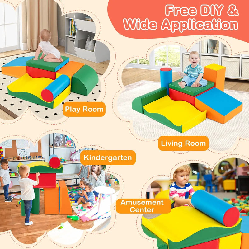 7 Pieces Toddlers Climbing Toys with EPE Foam and Removable PU Leather by DirectDeals