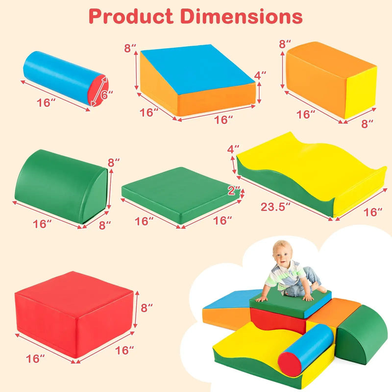7 Pieces Toddlers Climbing Toys with EPE Foam and Removable PU Leather by DirectDeals