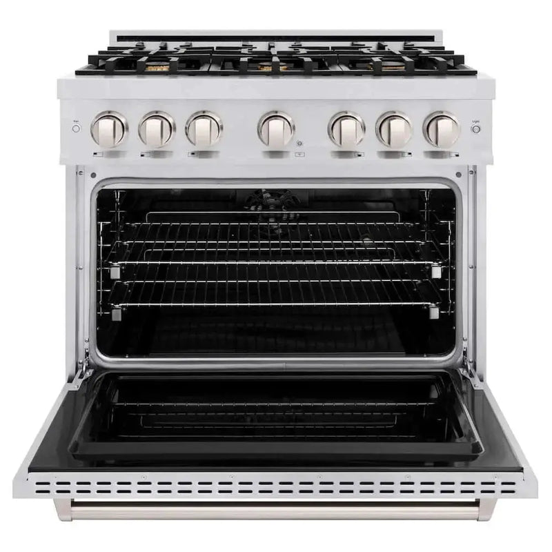 ZLINE 36" Classic Gas Range, Convection Gas Oven, Stainless Steel, Brass Burners, CGR-BR-36 by Farmhouse Kitchen and Bath