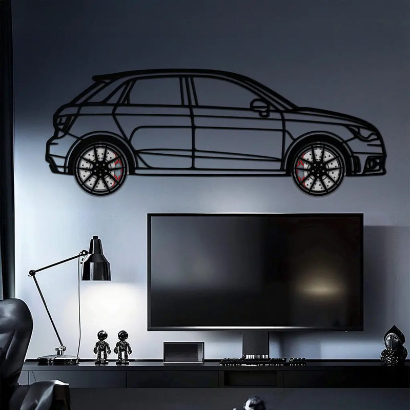 Audi A1 Metal Car Wall Art with Rotating Wheels - Handmade Car Silhouette Decor - Automotive Wall Art for Petrolheads-KAFMEKA094 by Enova Art