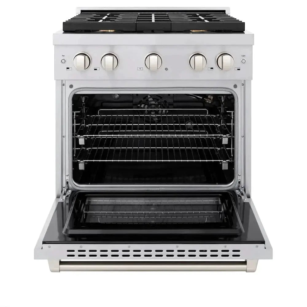 ZLINE 30"Paramount Dual Fuel Range Stainless Steel, Brass Burner, SDR-BR-30 by Farmhouse Kitchen and Bath