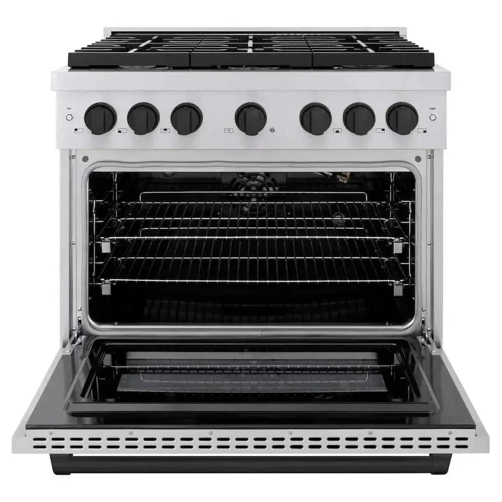 ZLINE 36"Gas Range, Convection Oven Stainless Steel, Matte Black, SGRZ-36-MB by Farmhouse Kitchen and Bath