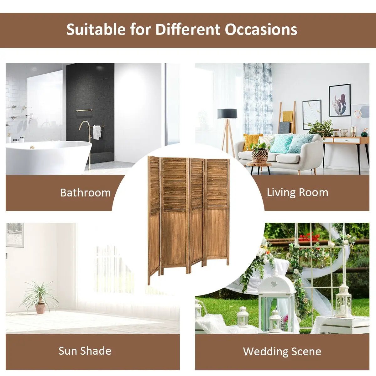 5.6 Ft Tall 4 Panel Folding Privacy Room Divider, photo 8 of 16
