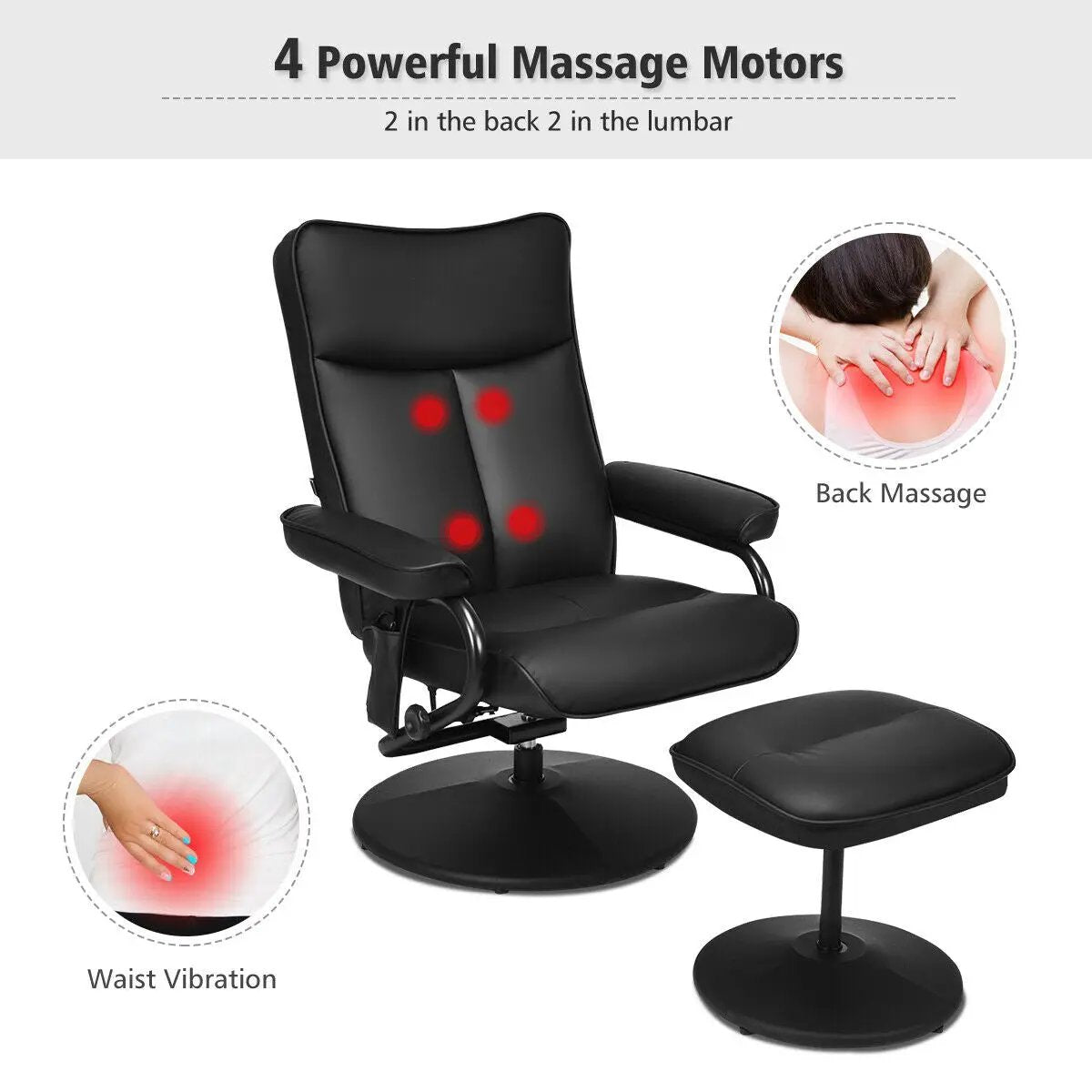 Electric Massage Recliner Chair with Ottoman and Remote Control by DirectDeals