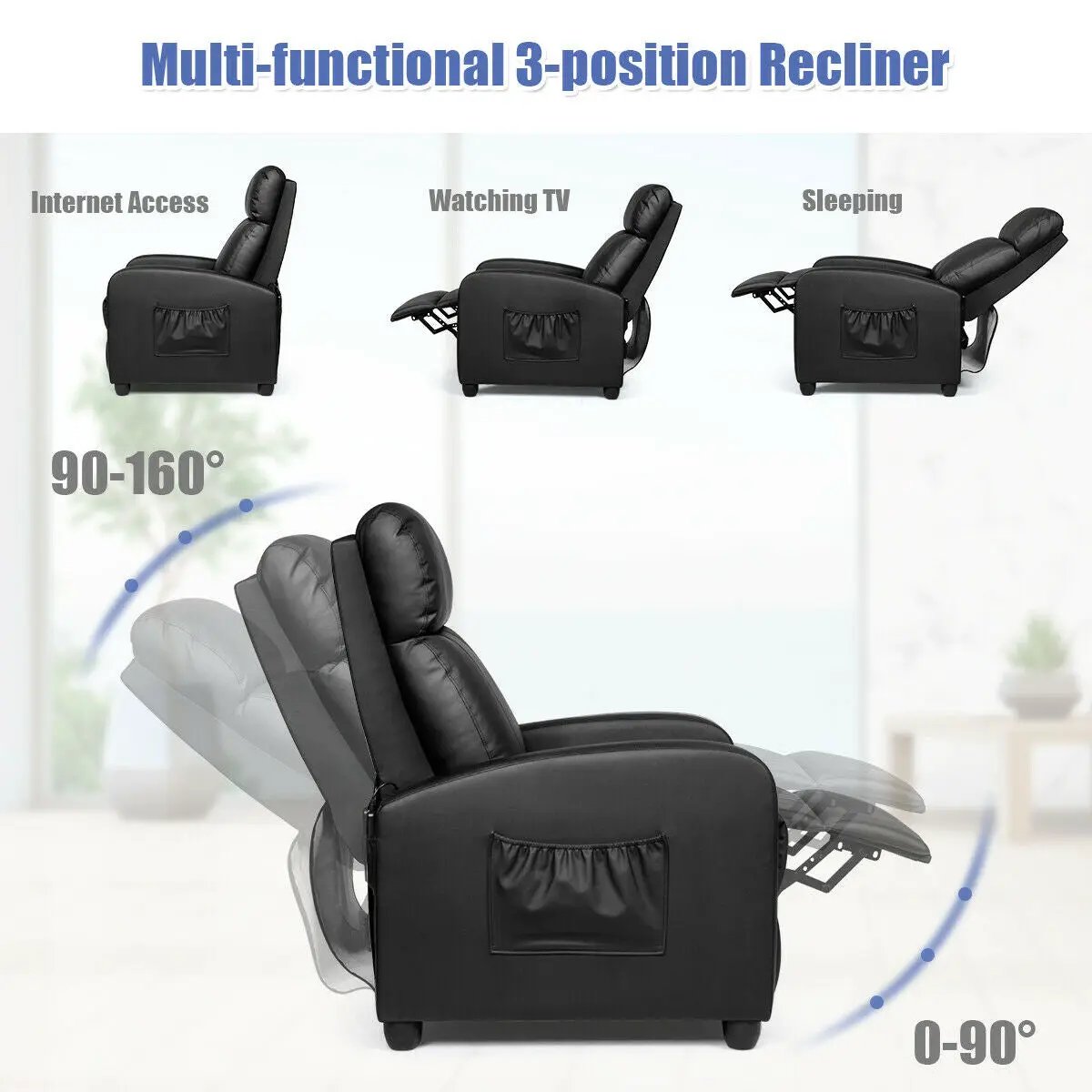 Recliner Sofa Wingback Chair with Massage Function, photo 23 of 24
