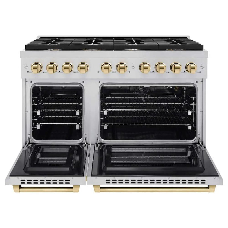 ZLINE 48"Gas Range, Convection Oven Stainless Steel, Gold, SGRZ-48-G by Farmhouse Kitchen and Bath