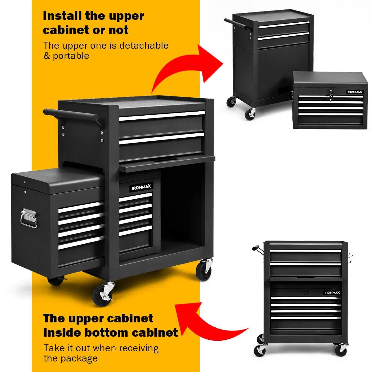 6-Drawer Tool Chest with Heightening Cabinet by DirectDeals