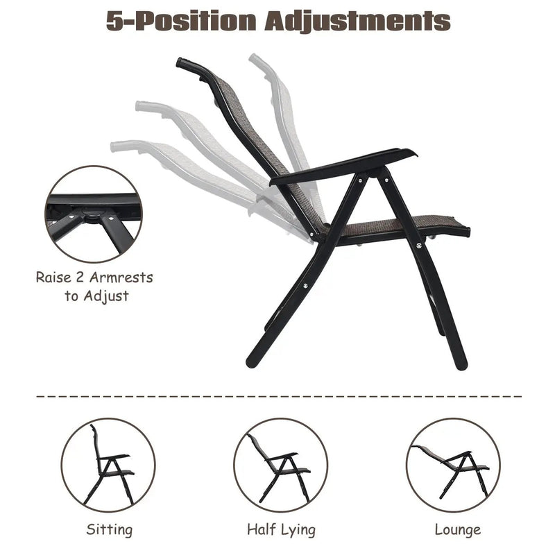 2 Pieces Patio Rattan Folding Reclining Chair by DirectDeals