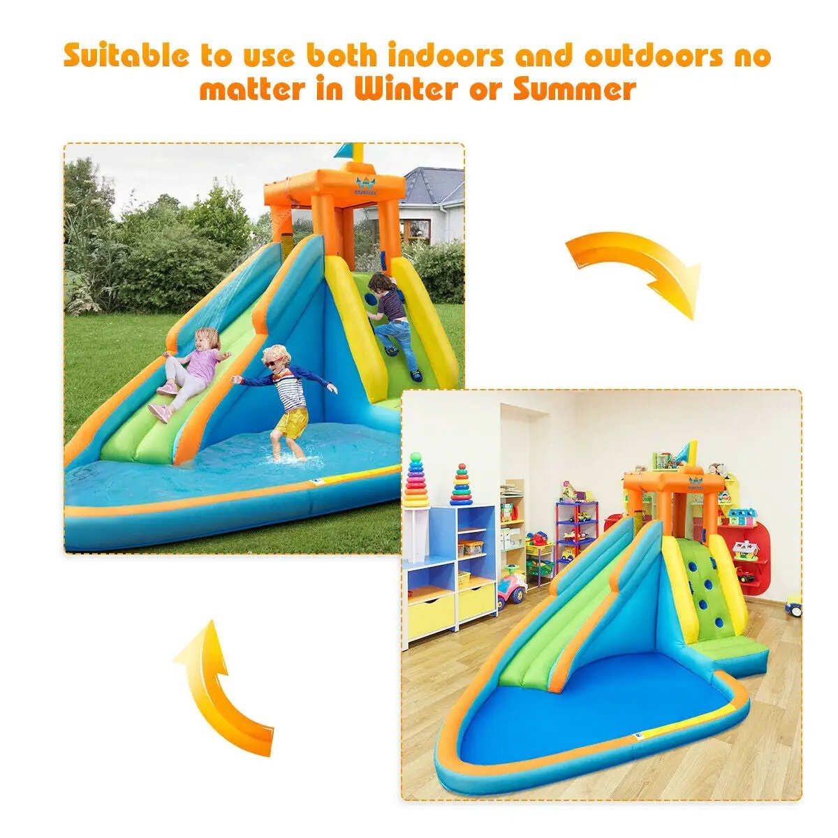 Inflatable Water Slide Kids Bounce House with 740W Blower by DirectDeals