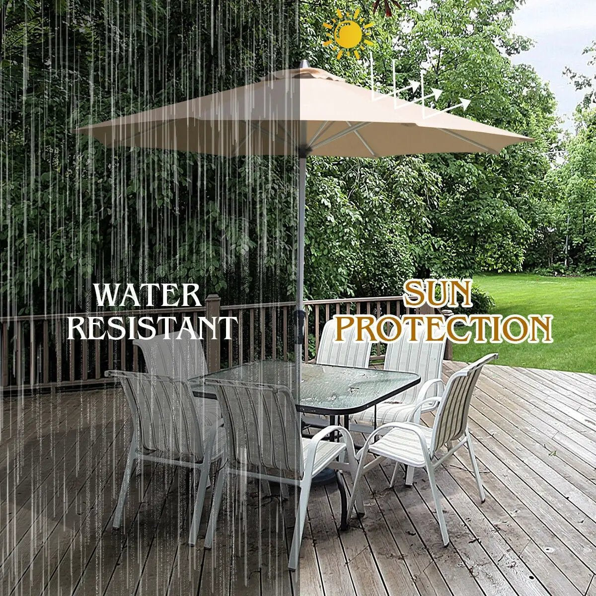 9 Feet Patio Outdoor Market Umbrella with Aluminum Pole without Weight Base, photo 4 of 17