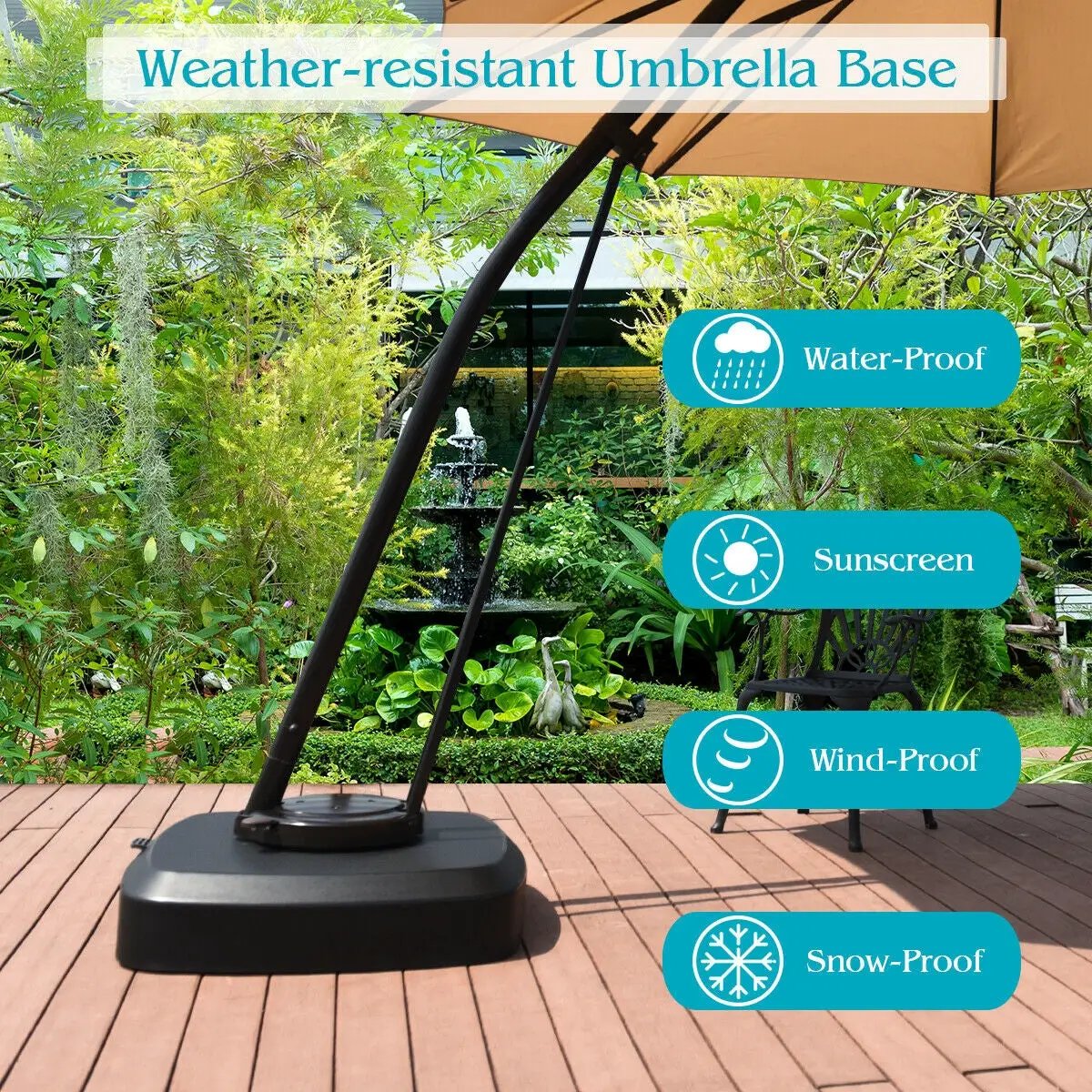 Patio Cantilever Offset Umbrella Base with Wheels for Garden Poolside Deck by DirectDeals