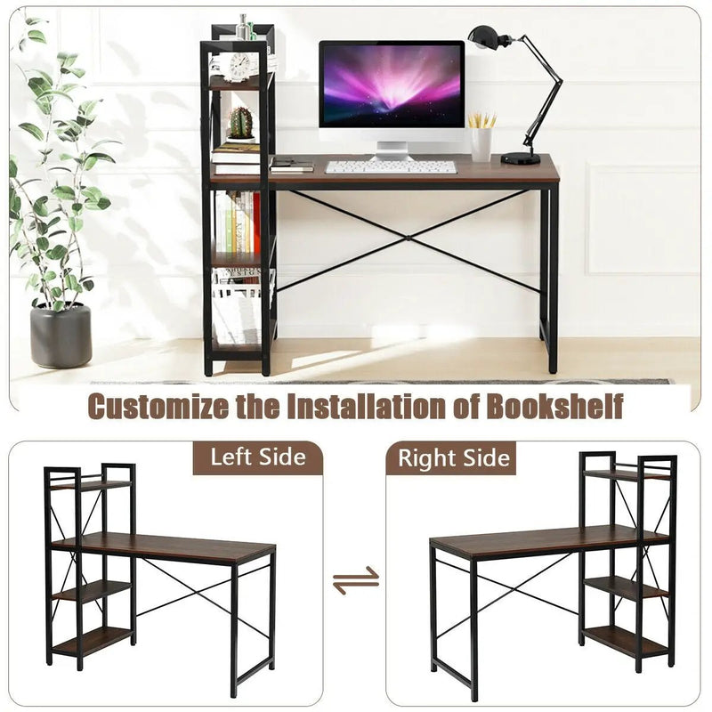 47.5 Inch Writing Study Computer Desk with 4-Tier Shelves by DirectDeals