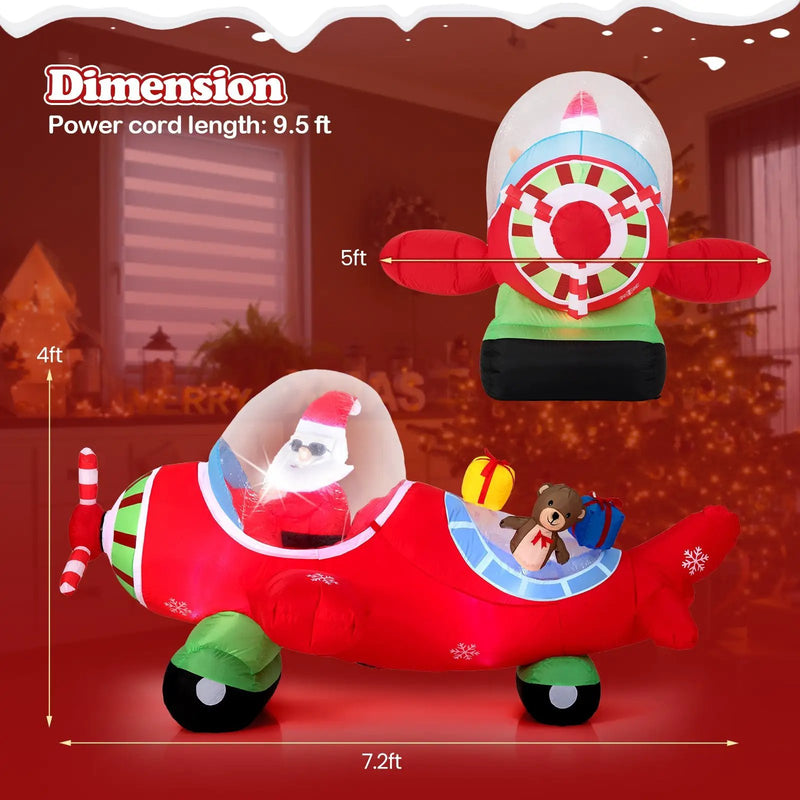7.2 Feet Christmas Inflatables Airplane with Gift Boxes and Built-in LED Lights by DirectDeals