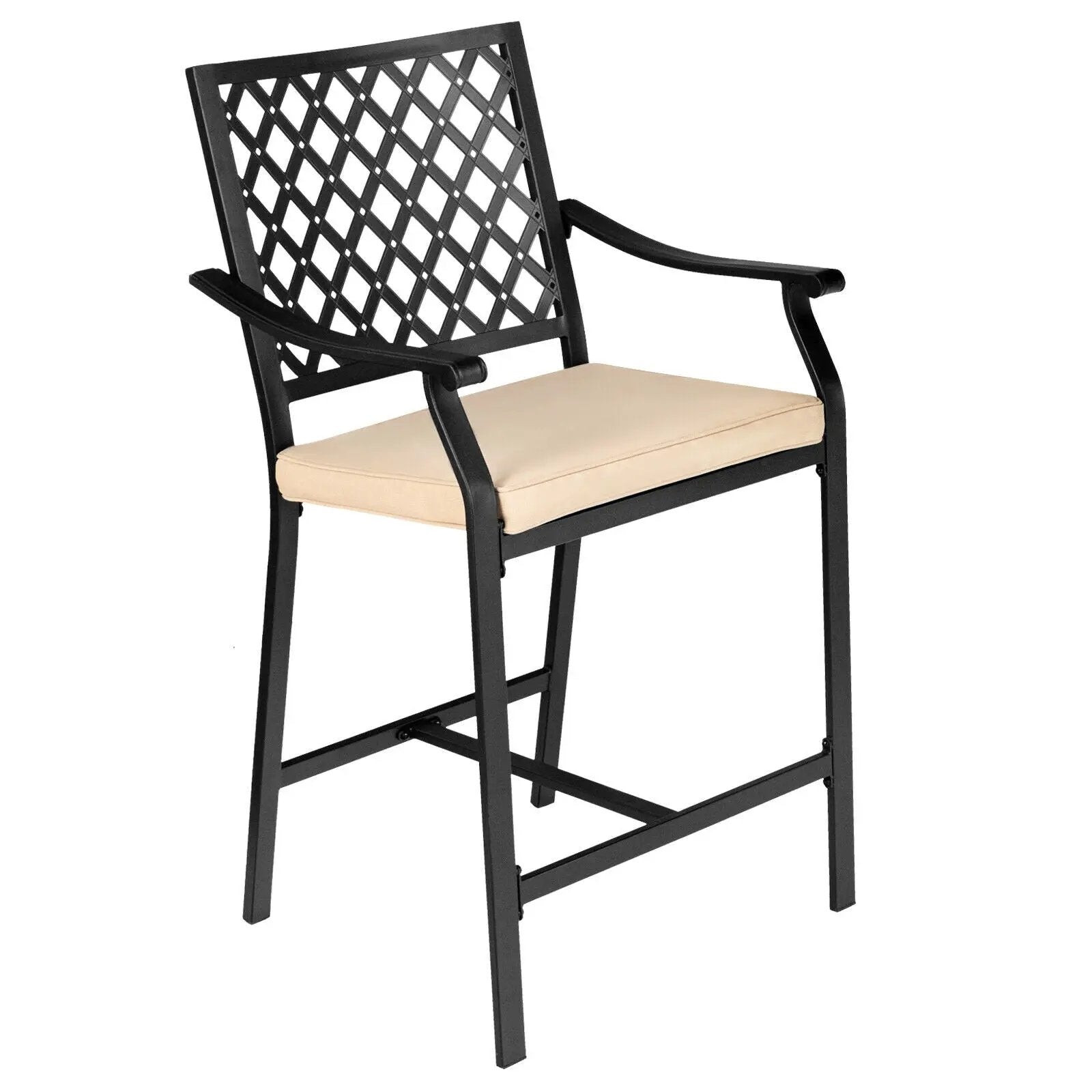 2 Pieces Patio Bar Stool with Height Cushion and Armrest by DirectDeals