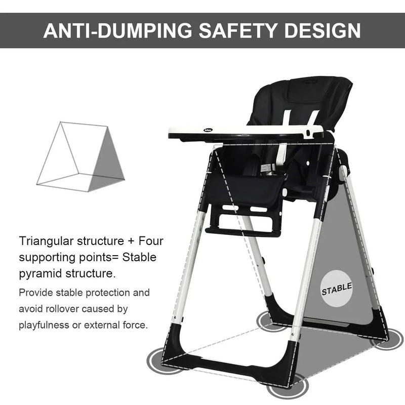 Foldable High chair with Multiple Adjustable Backrest by DirectDeals