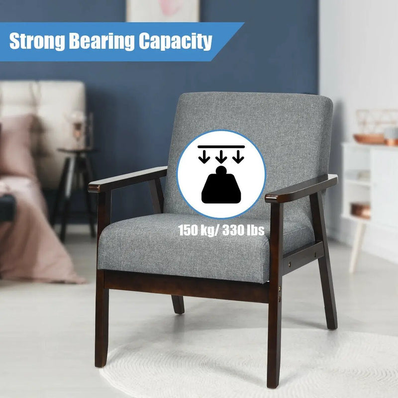 Solid Rubber Wood Fabric Accent Armchair by DirectDeals