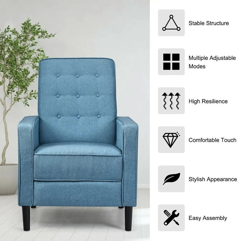 Mid-Century Push Back Recliner Chair by DirectDeals