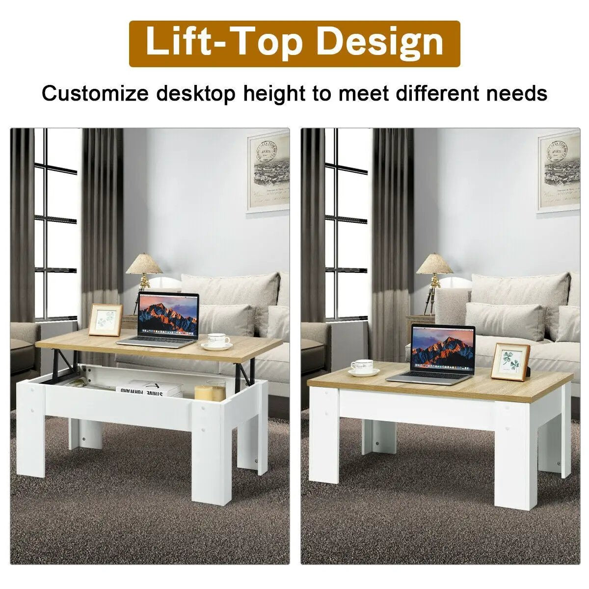 Lift Top Coffee Pop-UP Cocktail Table, photo 5 of 16