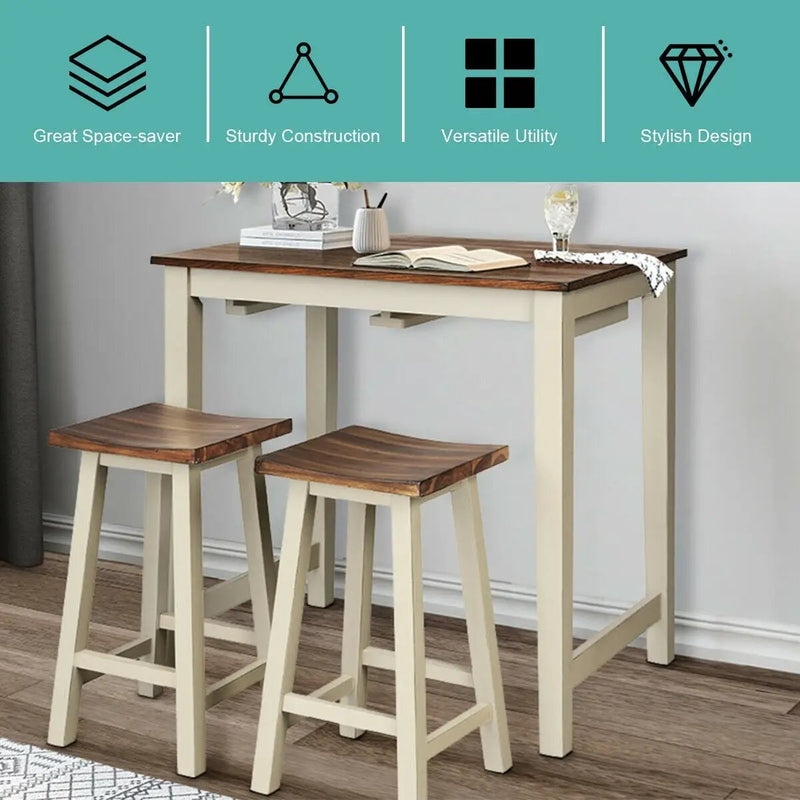 Counter Height Pub Table with 2 Saddle Bar Stools by DirectDeals