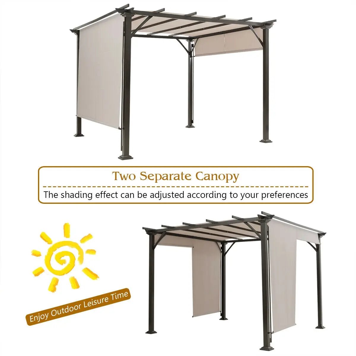 10 x 10 Feet Metal Frame Patio Furniture Shelter-Beige by DirectDeals