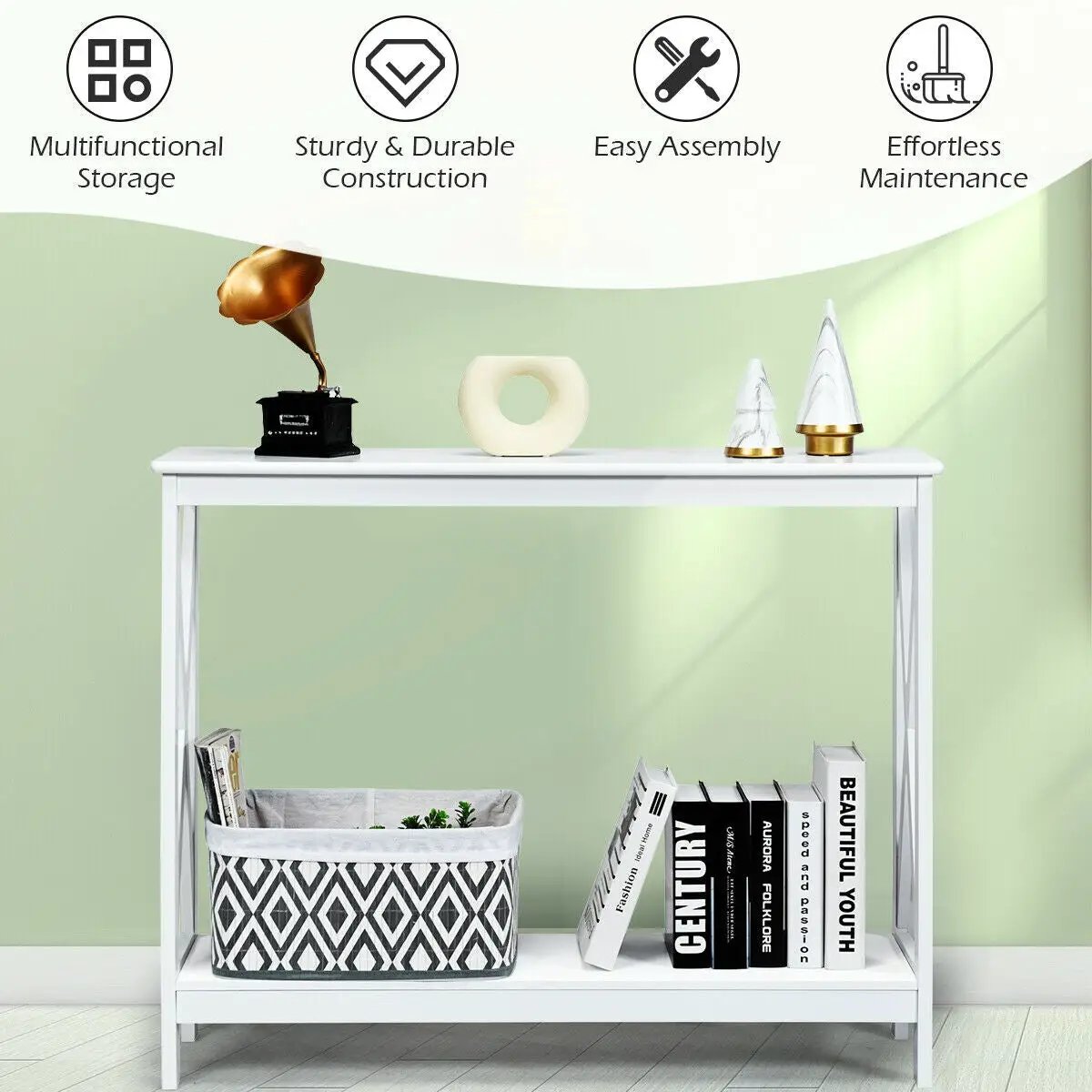2-Tier Console X-Design Sofa Side Accent Table, photo 7 of 11