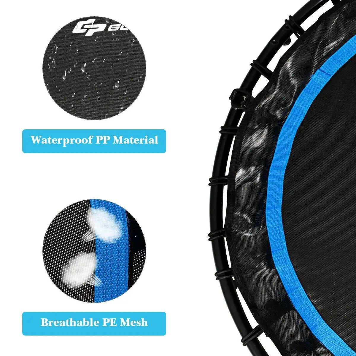 40 Inch Foldable Fitness Rebounder with Resistance Bands Adjustable Home by DirectDeals