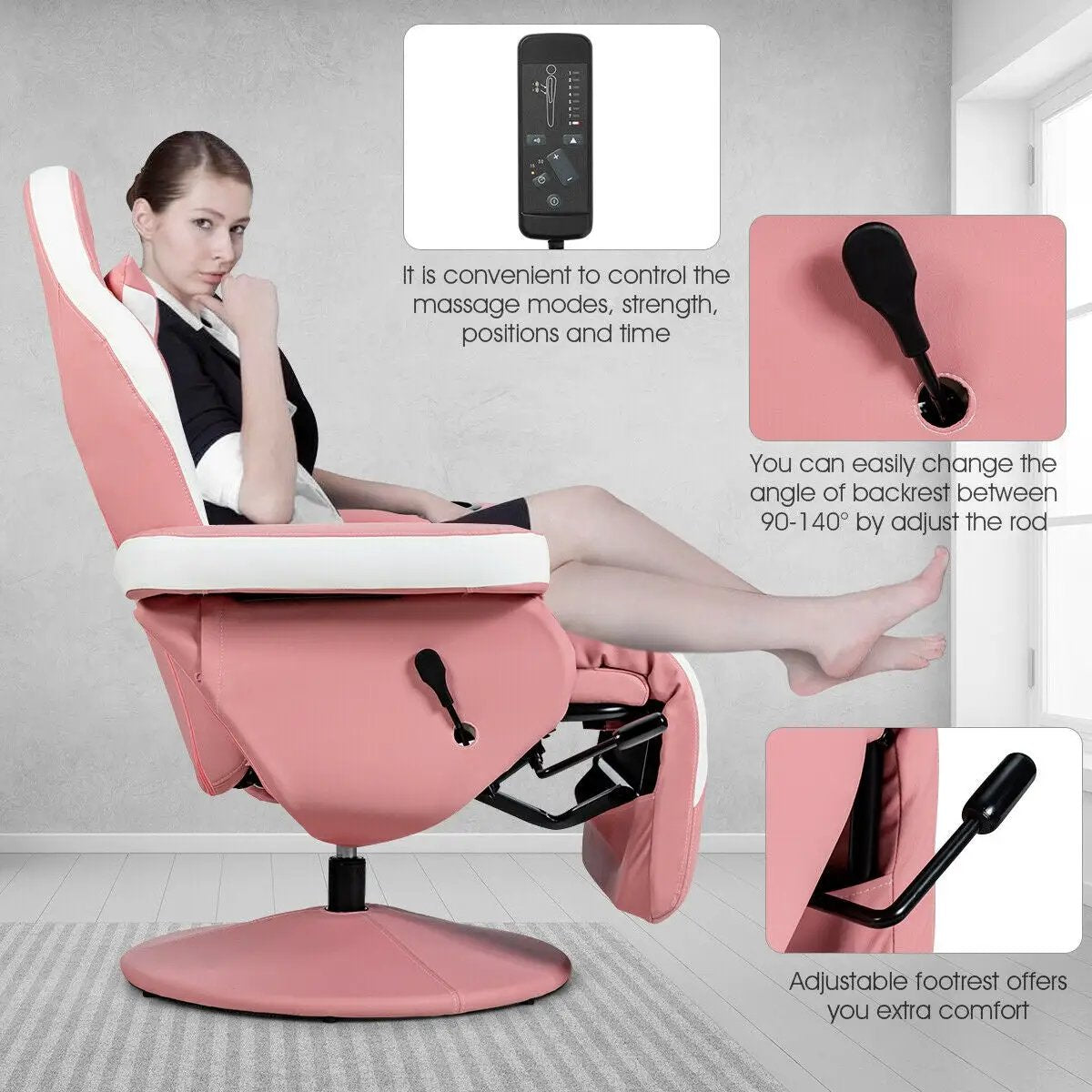 Ergonomic High Back Massage Gaming Chair with Pillow, photo 6 of 12
