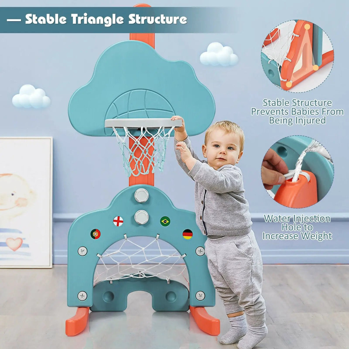 3-in-1 Kids Basketball Hoop Set with Balls, photo 2 of 10