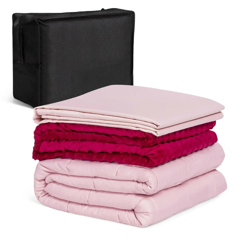 3 Piece 7lbs Heavy Weighted Blanket-Pink by DirectDeals