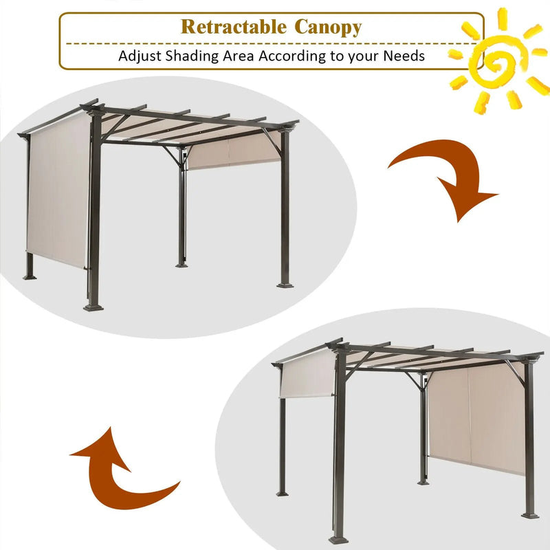 16' x 8' 2Pcs Universal Replacement Canopy for Pergola Structure Sun Awning-Brown by DirectDeals