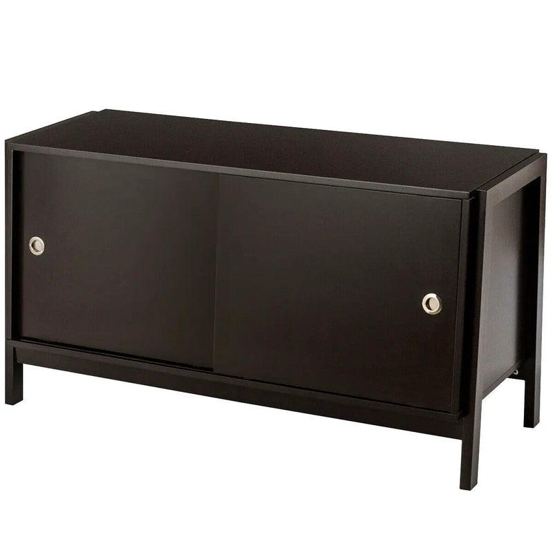 TV Stand Modern Entertainment Cabinet with Sliding Doors-Dark Brown by DirectDeals