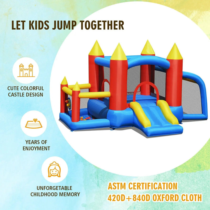 Kid Inflatable Slide Jumping Castle Bounce House with 740w Blower by DirectDeals