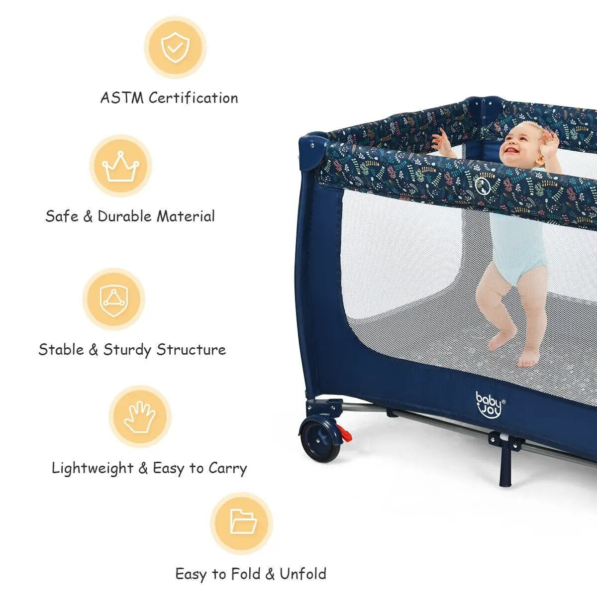 Portable Baby Playpen with Mattress Foldable Design by DirectDeals