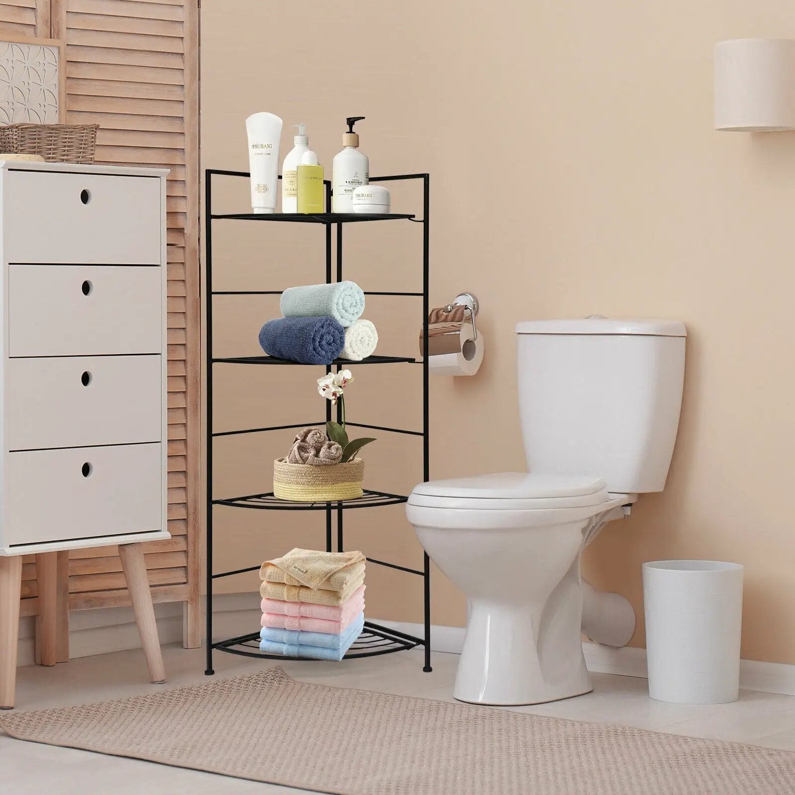 4 Tier Folding Metal Shelf Plant Stand Storage Open Shelf Corner Display Rack by DirectDeals