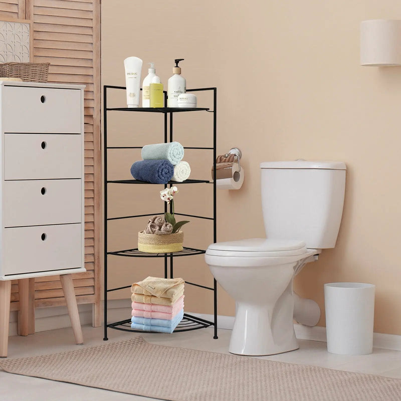 4 Tier Folding Metal Shelf Plant Stand Storage Open Shelf Corner Display Rack by DirectDeals