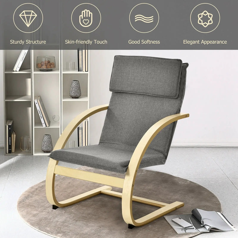 Modern Fabric Upholstered Bentwood Lounge Chair-Gray by DirectDeals