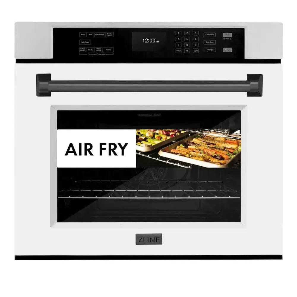 ZLINE 30" Autograph Edition Professional True Convection Single Wall Oven, Air Fry, Self Clean, White Matte, Matte Back WASZ-WM-30-MB by Farmhouse Kitchen and Bath