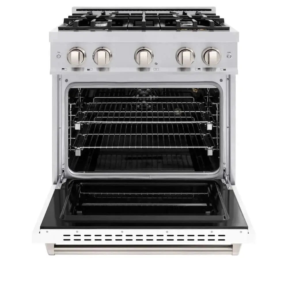 ZLINE 30"Classic Gas Range, Convection Gas Oven, Stainless Steel, White Matte Door CGR-WM-30 by Farmhouse Kitchen and Bath