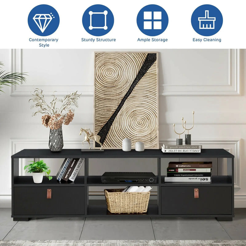 TV Stand Entertainment Media Center Console for TV's up to 60 Inch with Drawers Walnut by DirectDeals
