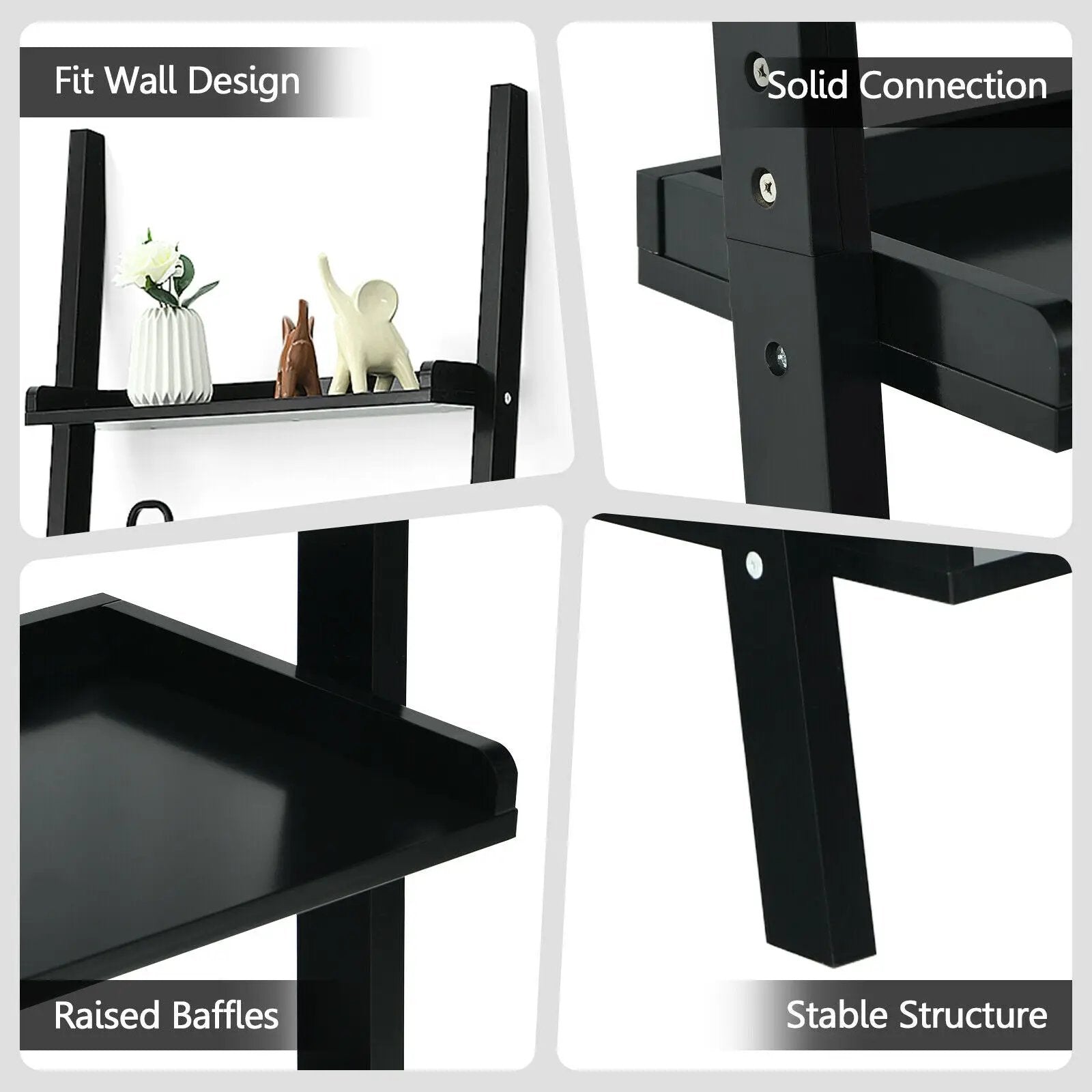 5-Tier Wall-leaning Ladder Shelf Display Rack for Plants and Books by DirectDeals