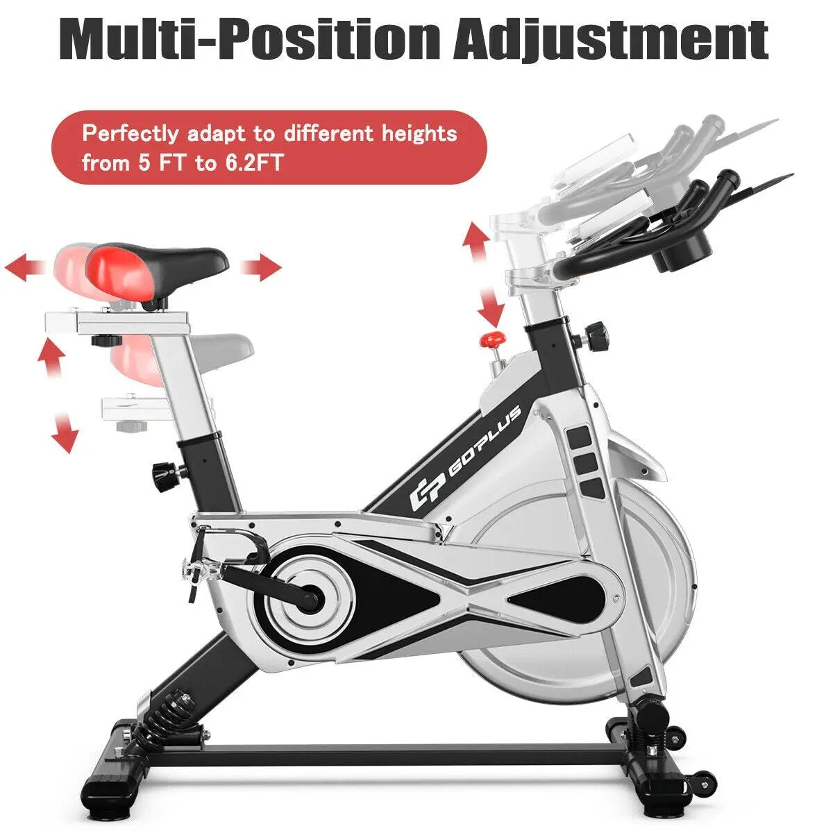 Stationary Silent Belt Adjustable Exercise Bike with Phone Holder and Electronic Display, photo 15 of 16