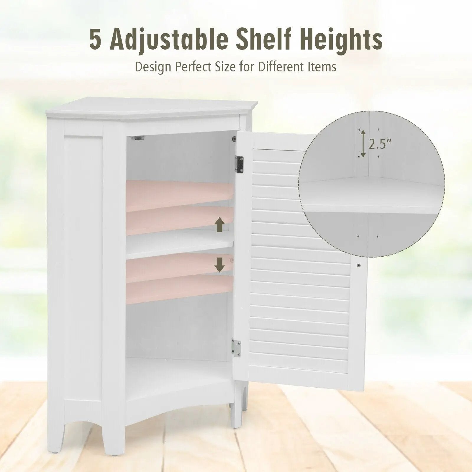 Corner Storage Cabinet Free Standing Bathroom Cabinet with Shutter Door by DirectDeals