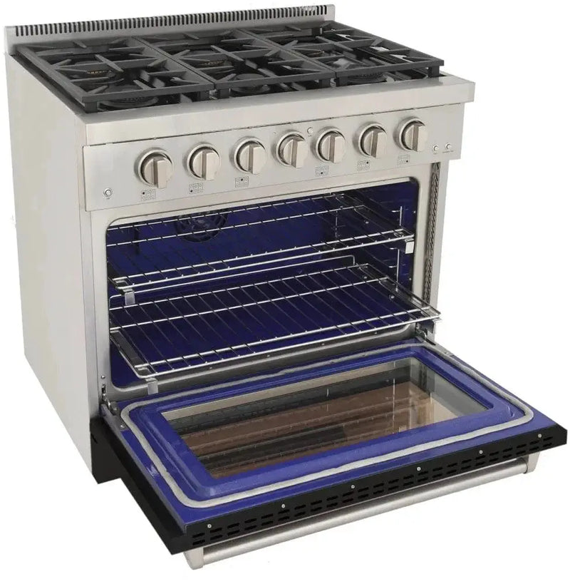 Kucht 36" Freestanding Professional Gas Range Liquid Propane KFX3600X/LP-BK by Farmhouse Kitchen and Bath