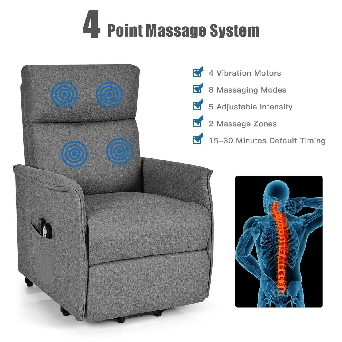Power Lift Massage Recliner Chair for Elderly with Heavy Padded Cushion, photo 6 of 16