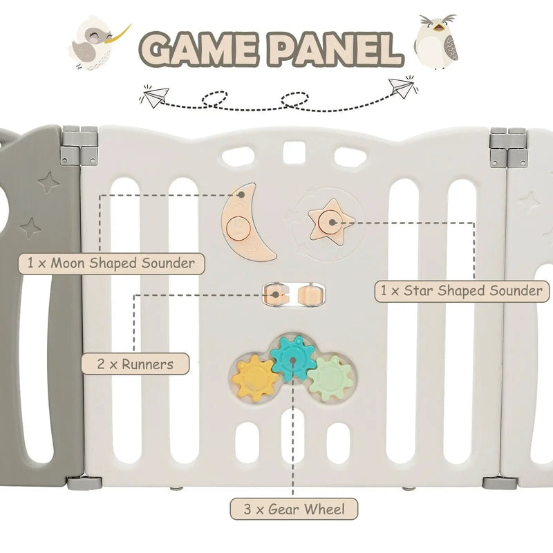 14-Panel Baby Playpen Kids Activity Center Foldable Play Yard with Lock Door by DirectDeals