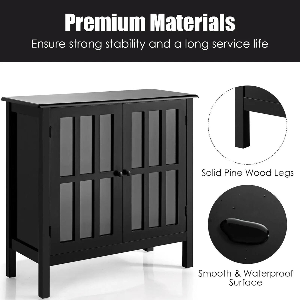 Glass Door Sideboard Console Storage Buffet Cabinet, photo 30 of 32